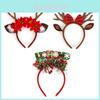 Adorable Christmas Antler Headband Cute Plush Party Decoration With Sequins