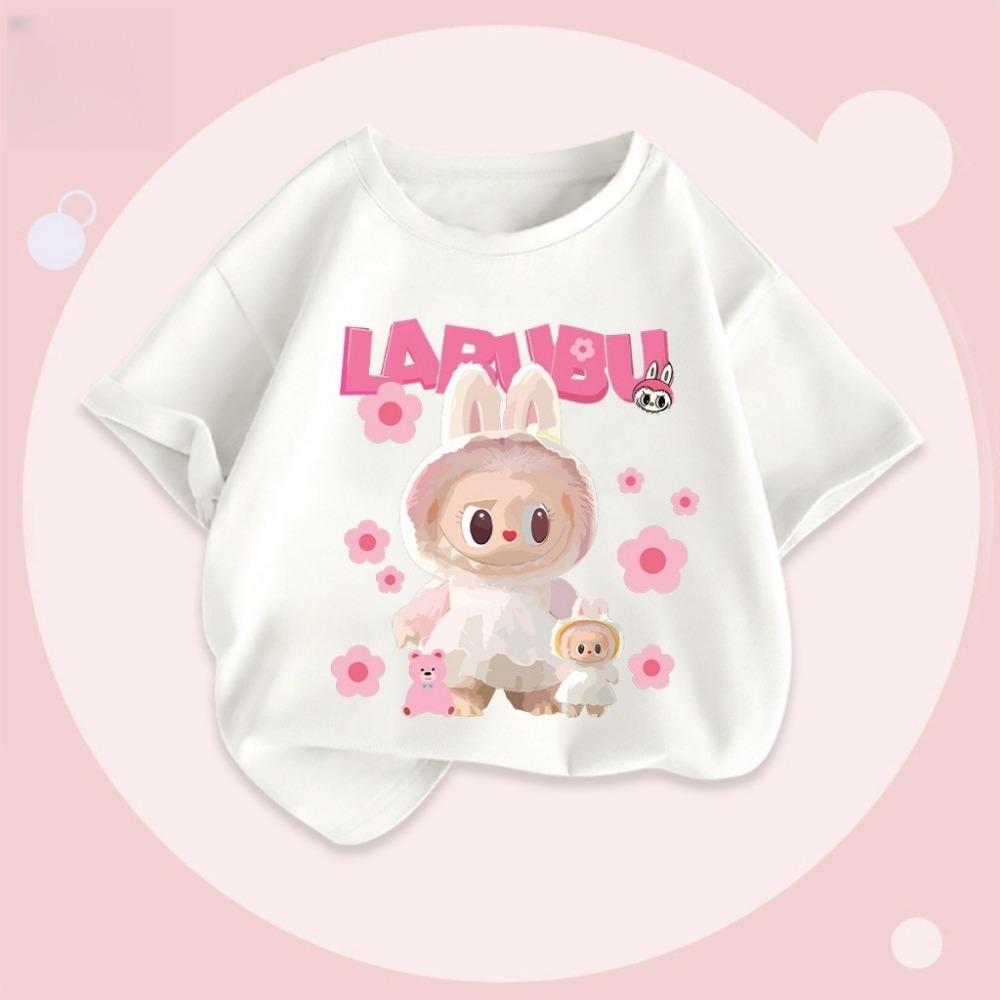 Baju TSHIRT KIDS Boys and Girls Buda T-shirt Size 2-3 To 12-13 Children's LABUBU Printed Cute Short Sleeved Top