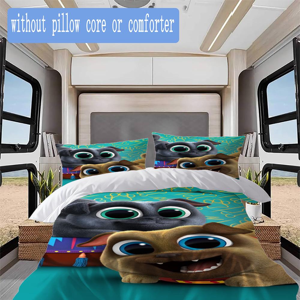 Puppy pals anime cartoon Pattern Bedding,Quilt Set Quilt Cover Pillowcase Home Birthday Gift (1*duvet cover+2*pillowcase,without core)XSJT0917517