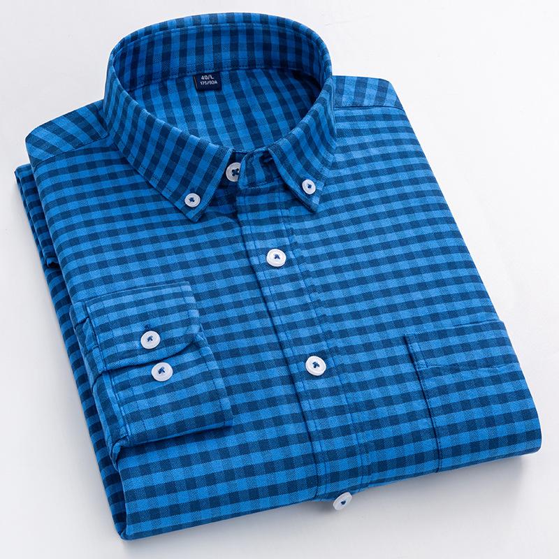 Quality New Style Oxford Cotton Shirt Men's Long-sleeved Pure Vertical Striped Trendy Casual Handsome Men Shirts