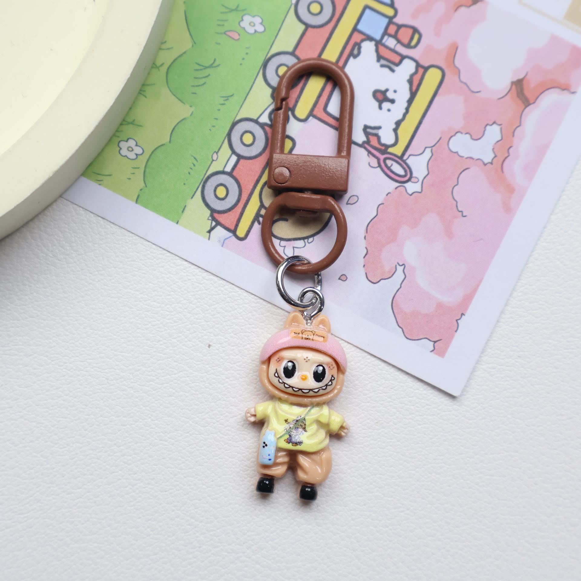 Cartoon Plush Dog Resin Keychain: Cute Backpack Charm & Keyring Accessory.
