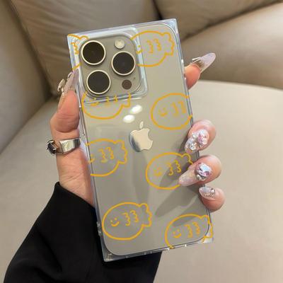 Priehľadné štvorcové zadné puzdro-trubica Ochrana Pre iPhone 15 Plus 12 16 ProMax 13 11 14 Pro Max Antioxidačné, Puzdro so vzorom rybej línie