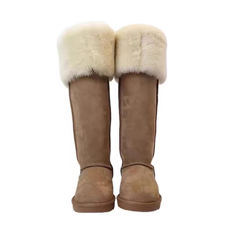 2024 Winter New Sleeve Fur Integrated Snow Boots Thickened High Cotton Boots Two Wear Thick-soled Knee Boots