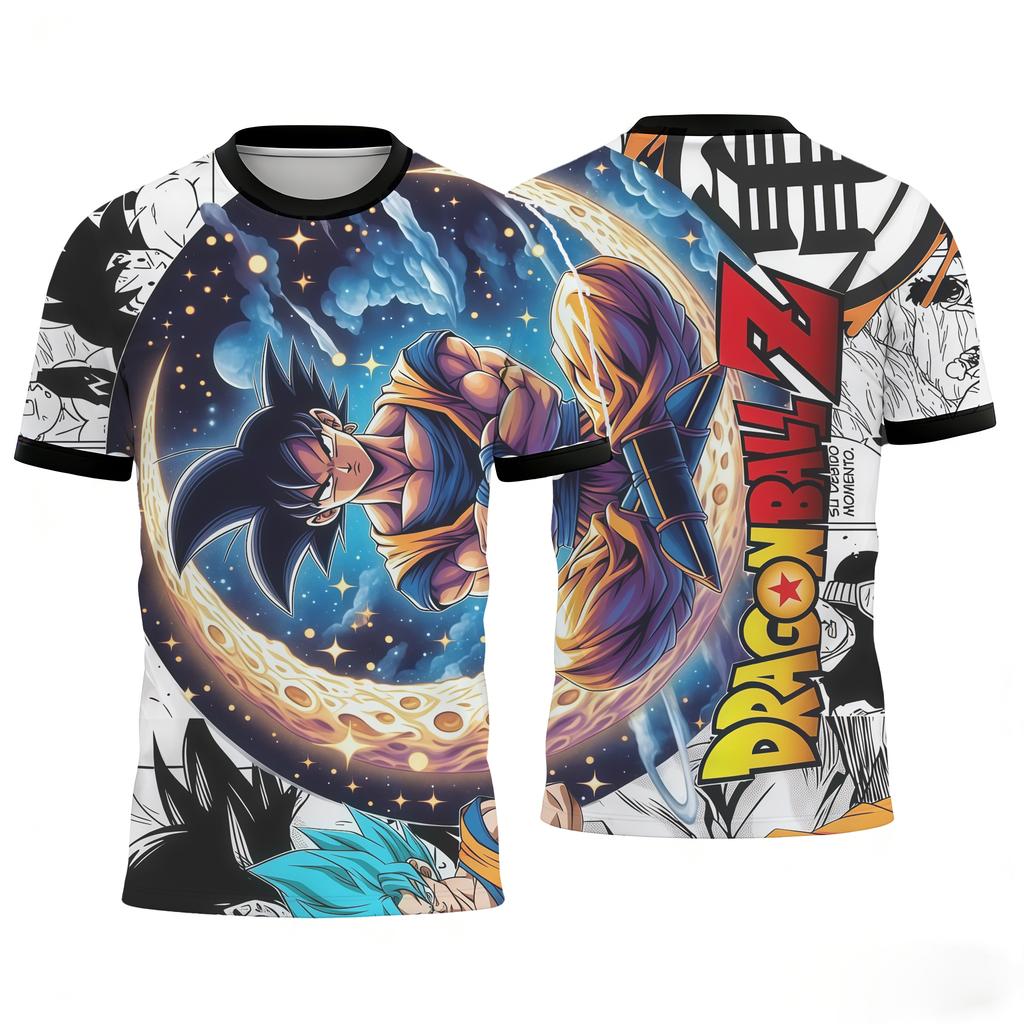 Dragon Ball Goku Vegeta Anime Print T-shirts Casual Short Sleeve Tees Kids Fashion Streetwear Family Matching Outfits