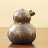 Ceramic Gourd Storage Jar Vintage Rustic Pottery Candy Jar Household Moisture-proof Container for Nuts Coffee Beans and Herbs