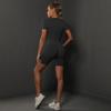 Seamless High-Elastic Yoga Two-Piece Set: Solid Color Peach Butt Short Sleeve and Shorts