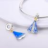 Sky Blue Color Decorative Charms Bead Elements Genuine Copper Butterflies Flower Moon Pendant Piece Suitable For Authentic Bracelet Style Jewelry