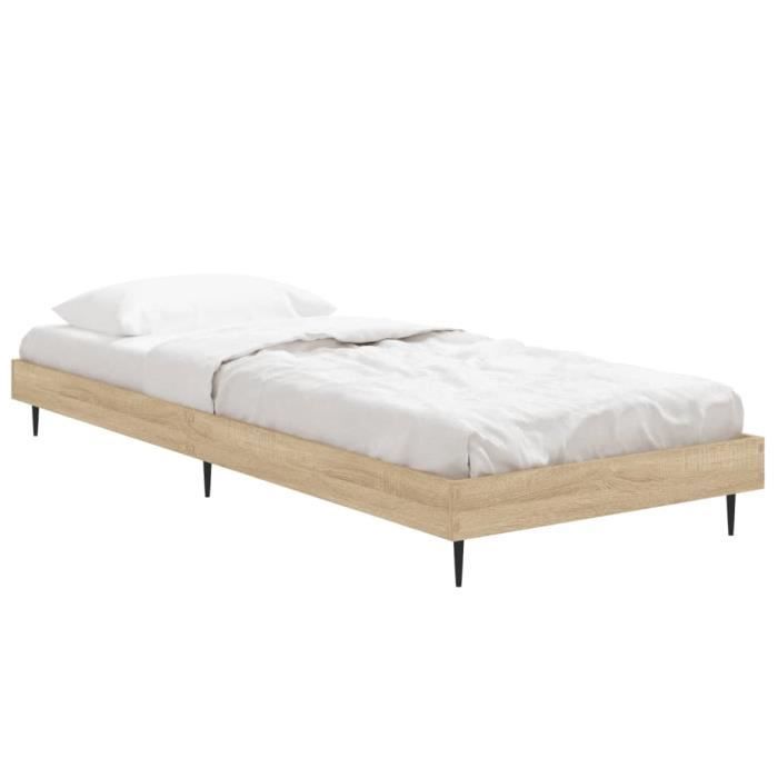 VidaXL Cadre de lit chêne sonoma 75x190 cm bois d'ingénierie 832312