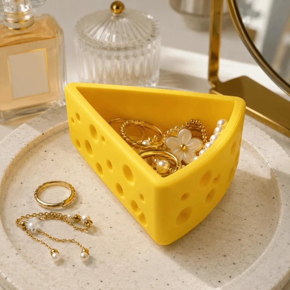 Cheese Shaped Desktop Ornaments Triangle Jewelry Holder INS Storage Box Desk Decor