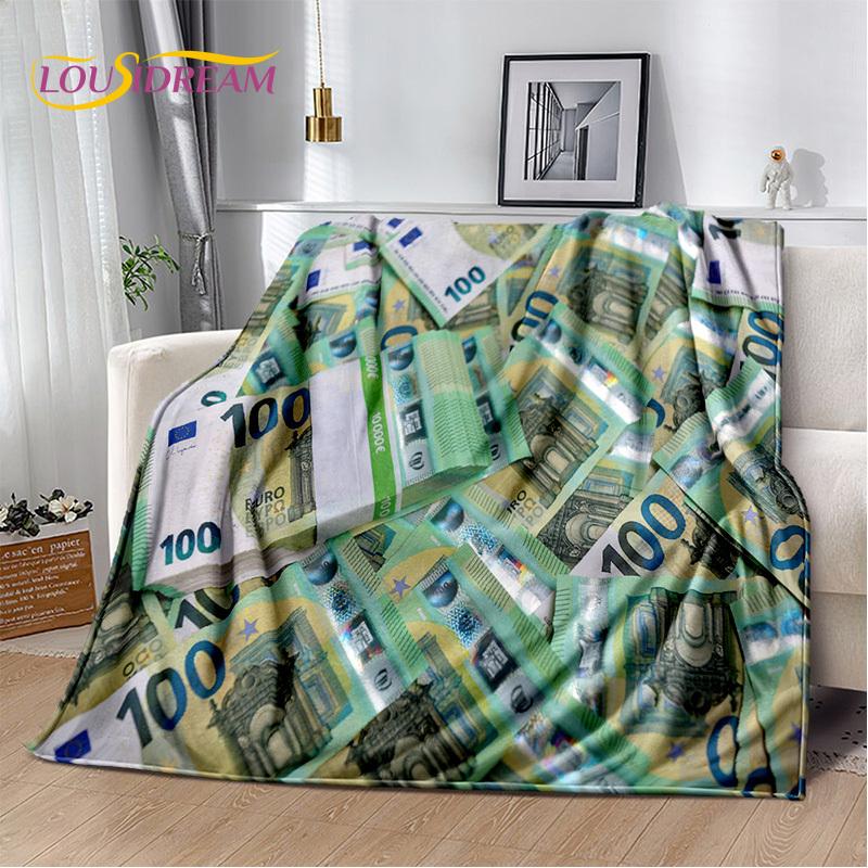 Zengin Dolar Euro Pound Para 3D Karikatür Battaniye, Yumuşak Atmak Battaniye Ev Yatak Odası Yatak Kanepe Piknik Ofis Seyahat Kapak Hediye Çocuk