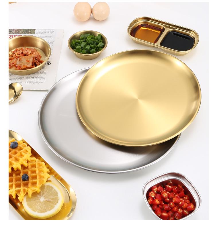 

Круглая тарелка для барбекю и торта из корейской нержавеющей стали Zibo (Золото) 30CM