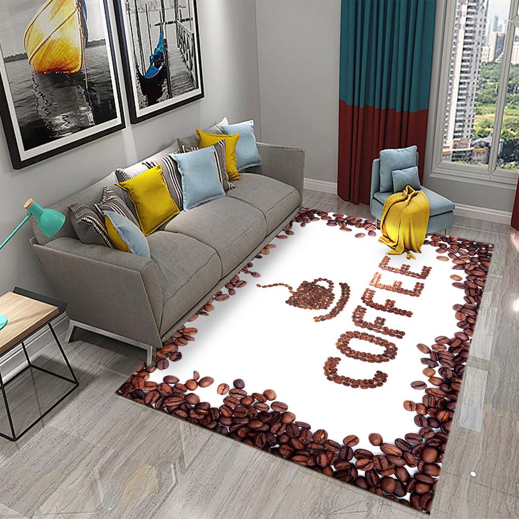 3D Print Coffee Breakfast Theme Carpet Creative Carpet Rug Living Room Bedroom Decor Kitchen Bathroom Non Slip Floor Mat Gifts