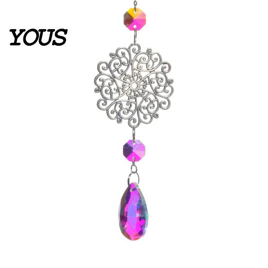 Wall Hanging Decor Colorful Crystal Suncatcher, Sun Catcher for Windows, Healing Glamorous Decoration Home, Crystals Prism Rainbow Maker,