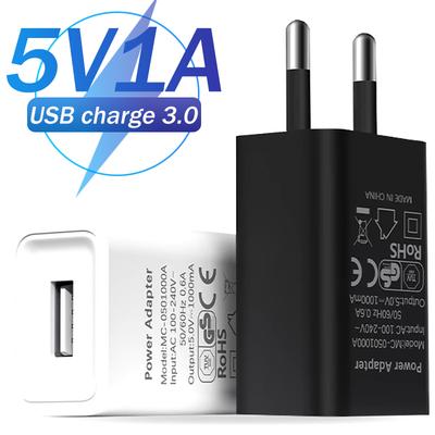 EU Plug 5V 1A Universal USB Wall CellPhone Charger Portable Charging Block Travel Power Adapters For IPhone IPad Samsung Xiaomi