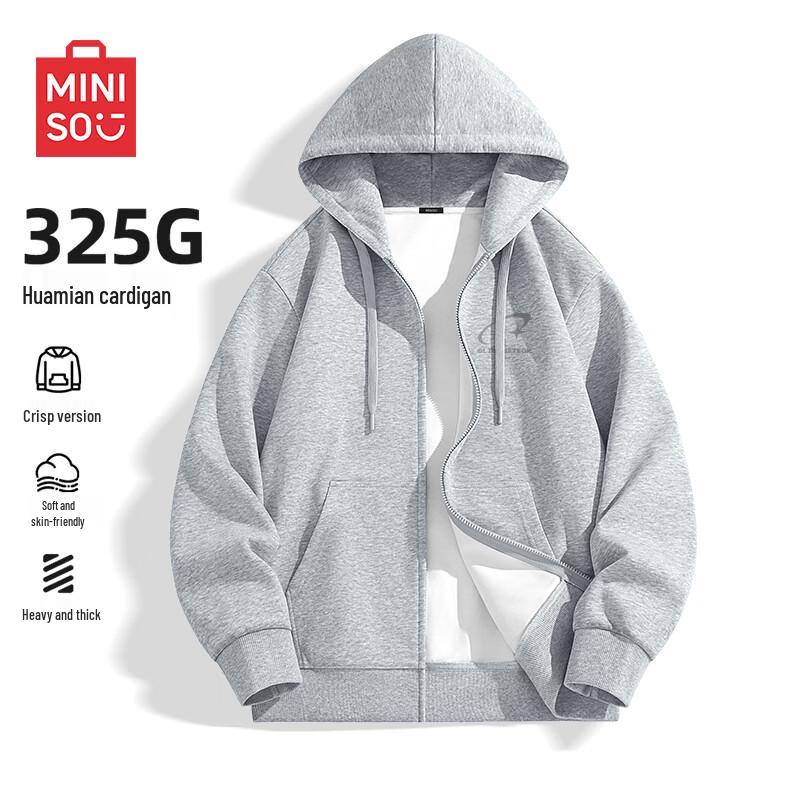 MINISO Men's American Style Hooded Full-Zip Sweatshirt