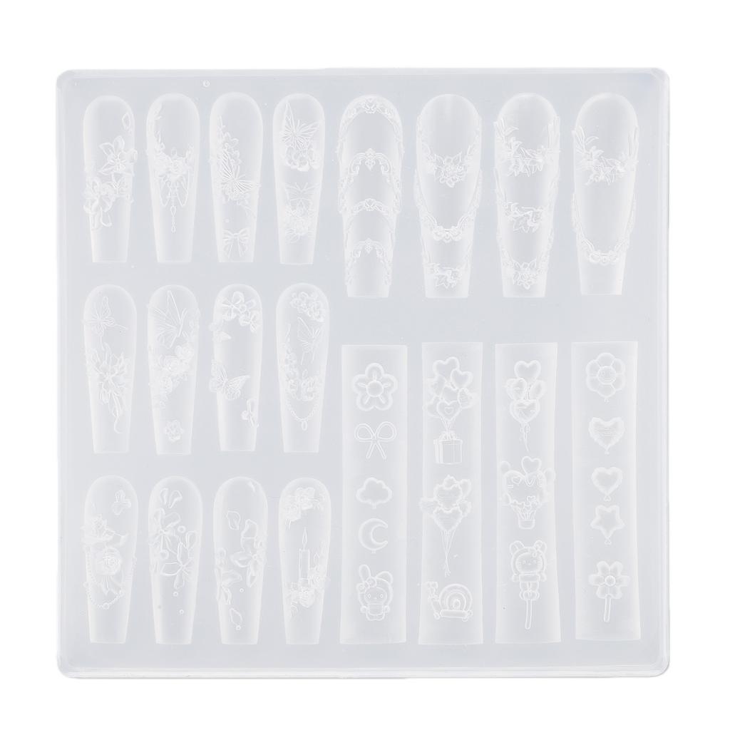 20 in 1 Silicone 3D Flowers Nail Mold Gel Nail Art Mold Carving Template Manicure Decoration Tools for DIY Flowers Nail