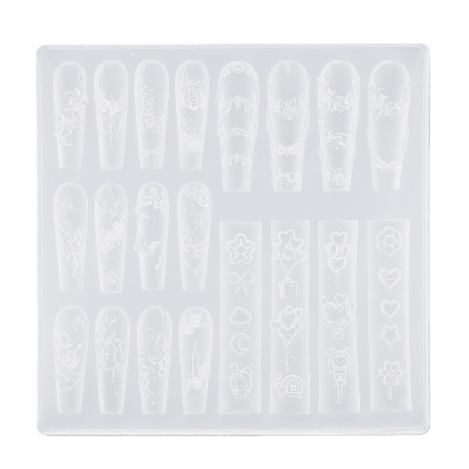 

20 in 1 Silicone 3D Flowers Nail Mold Gel Nail Art Mold Carving Template Manicure Decoration Tools for DIY Flowers Nail