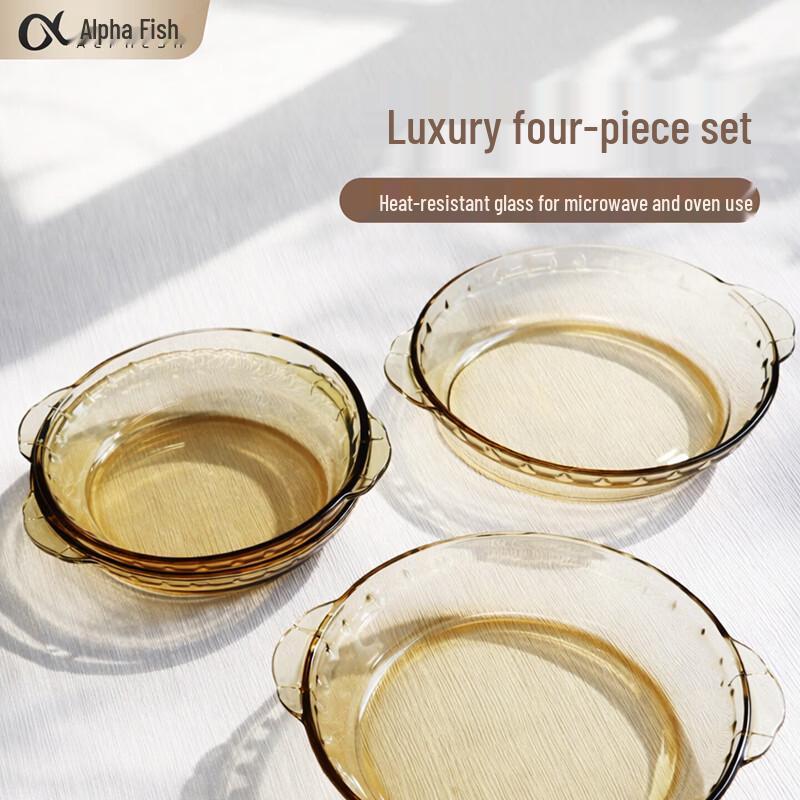 ALPHESH High Borosilicate Glass Dinner Plate Set
