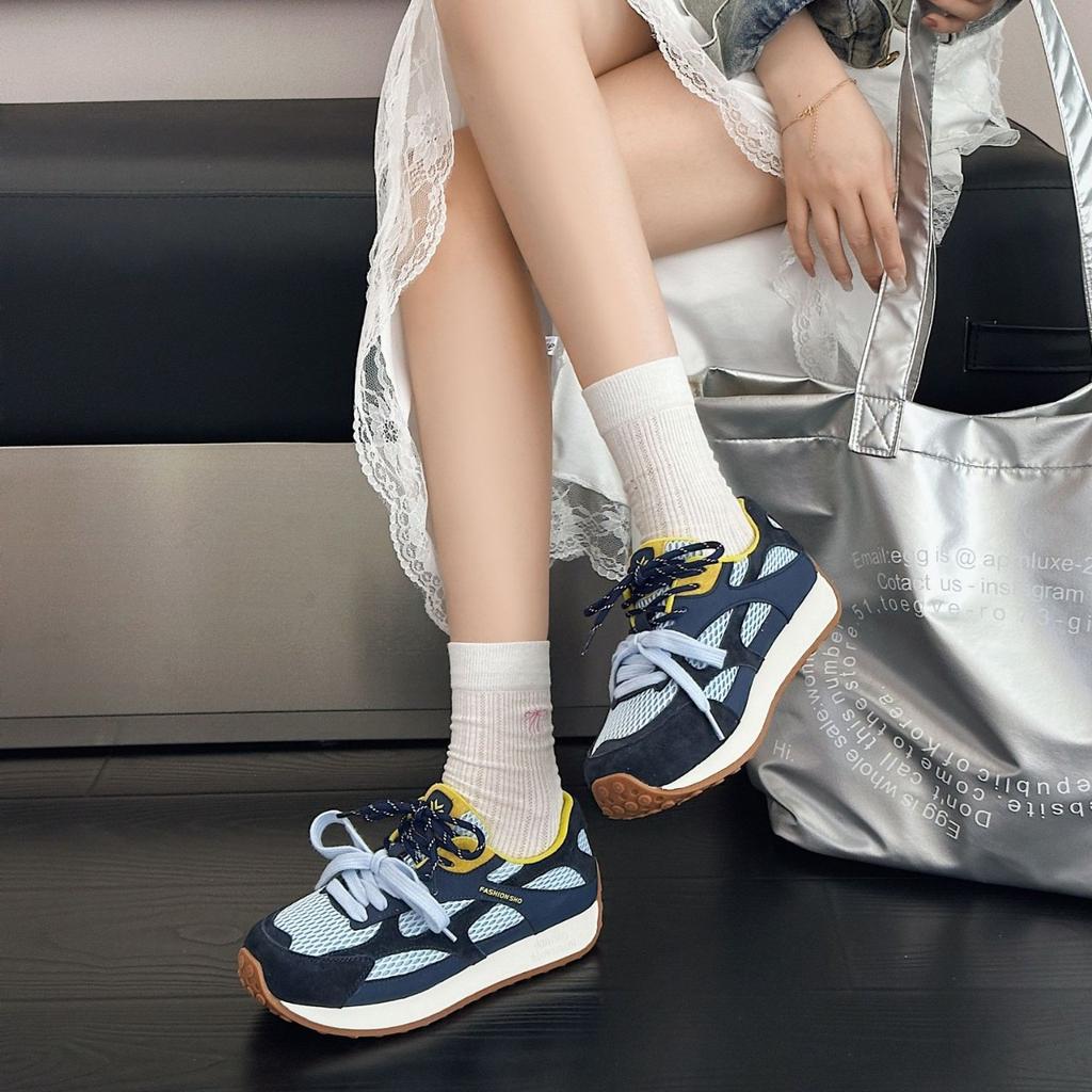 Leather German training shoes women's 2025 new mesh breathable platform casual sports board shoes comfortable and versatile Forrest Gump shoes tide
