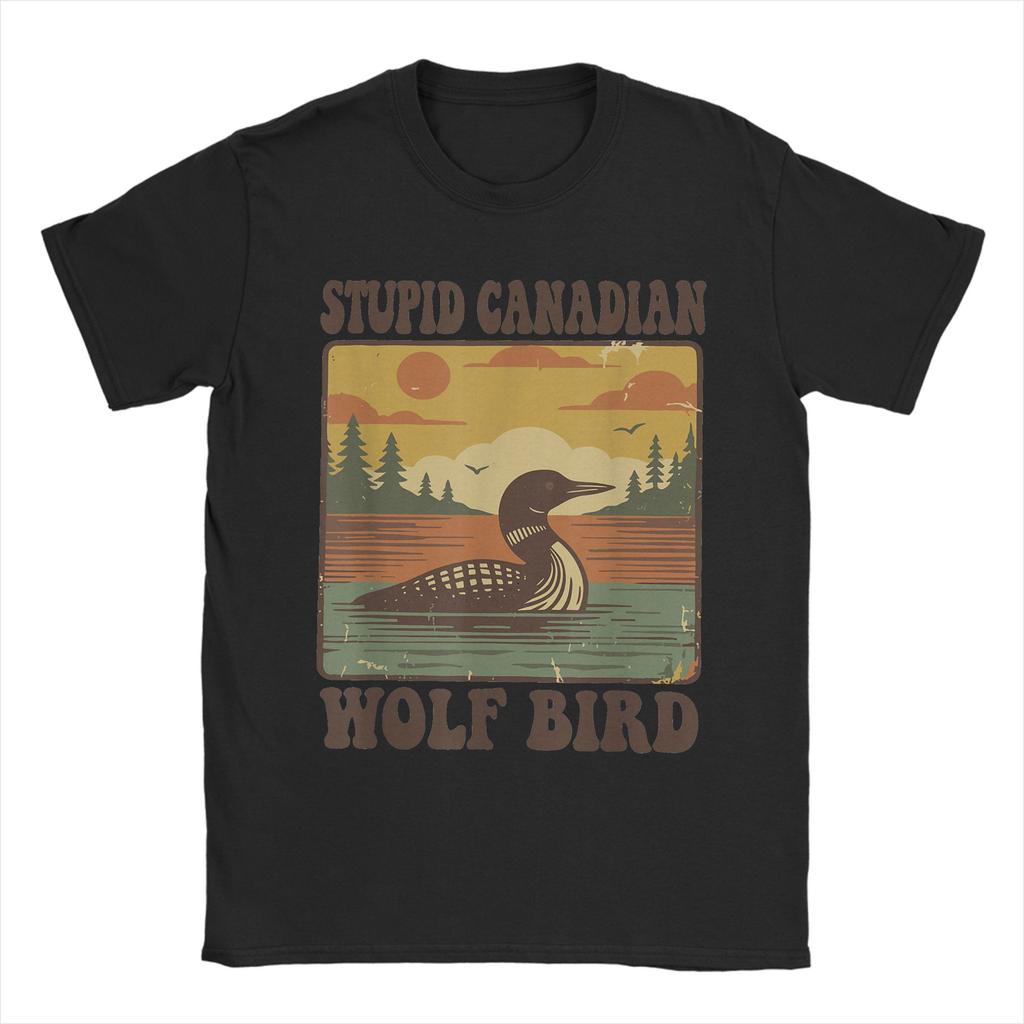 Oversized TShirt Beach Stupid Canadian Wolf Bird Funny Loon Humor Hippie T Shirts Cotton Tshirt for Men Casual Design Top Tees