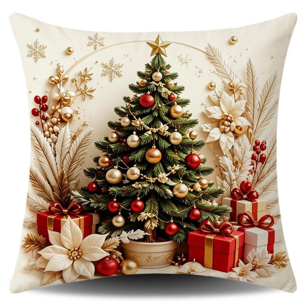 Soft Fabric Christmas Pillow Cover Square Sofa Pillow Case New Holiday Throw Cushion Home Decor