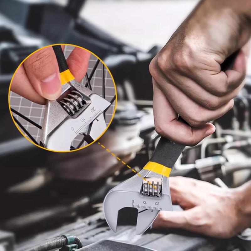 Deli Adjustable Wrench Large Opening Long Handle Universal Spanner Carbon Steel Mechanical Workshop Hand Car Repair Tools