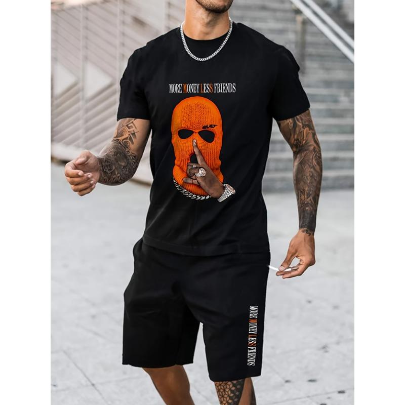 Men's Casual Outfit Set Yellow Duck Print Men's T-shirt & Beach Shorts Set Summer Short-sleeved Street Fashion Sports Shorts