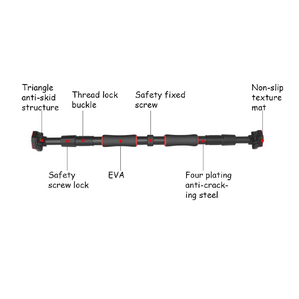 Adjustable Doorway Pull Up Bar Door Horizontal Bars Exercise Home Workout Gym Chin Up Training Bar Sport Fitness Equipments Black+Red