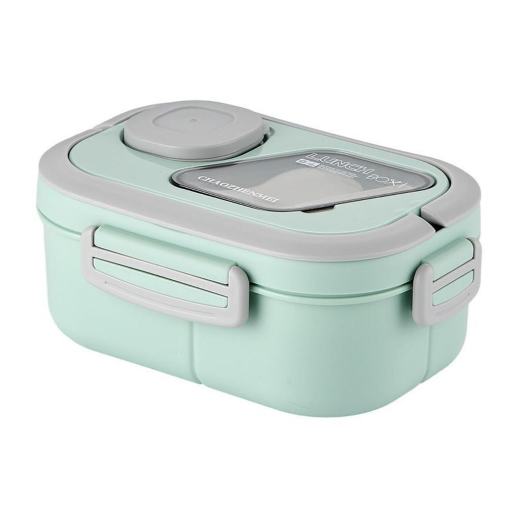 Square Straw Fiber Plastic Lunch Box For Students And Adults With Tableware