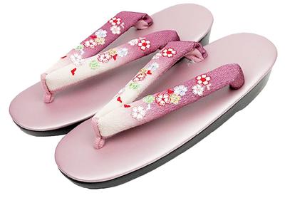 Kimono Embroidered Thongs with Urethane Soles [Asakusa Market] (faded Red)
