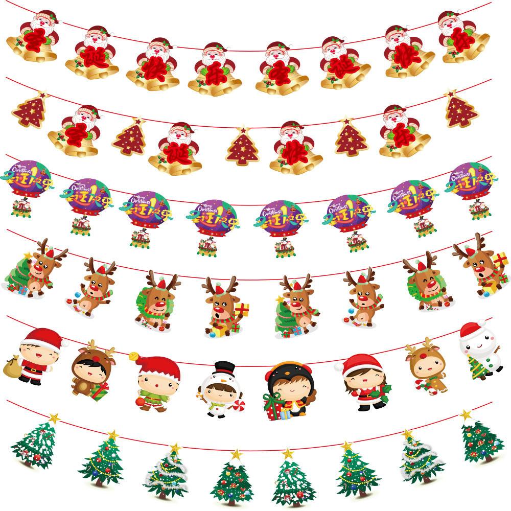 Paper Decorative Christmas Flags And Streamers For School Store Celebrations Featuring Cute Art Cartoon