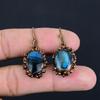Labradorite Copper Electroformed Earrings, Handmade Gemstone Earrings Jewelry, Gifts For Wife Brand New Earrings