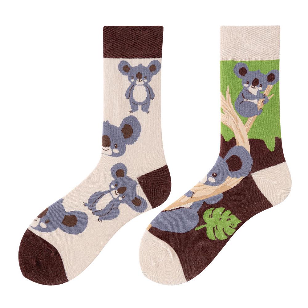 Asymmetric Colorful Christmas Cotton Socks for Couples