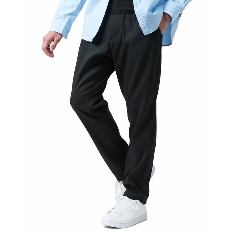 

[M.R.U.] stretch pants men s chino pants long pants Cool touch sensation stretch Sweat absorbent and quick drying lightweight Relaxing black M