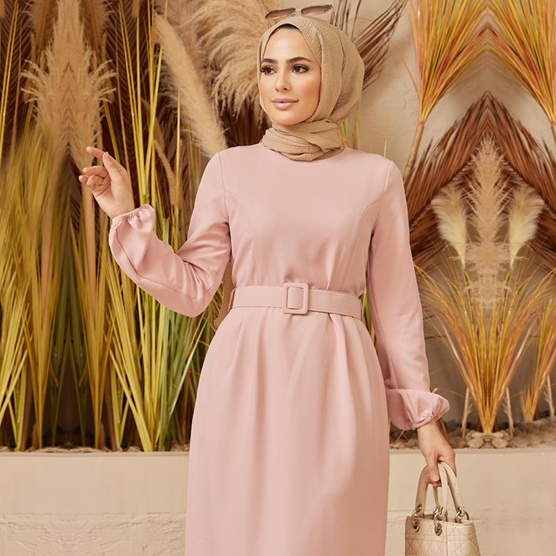 Buy Women Pencil Dress With Belt Crepe Fabric High Quality Islamic
