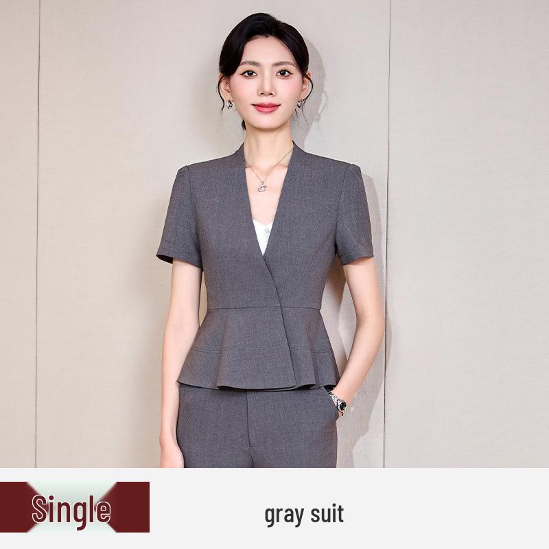 Women's Short Sleeve Professional Suit for Salon and Hotel Work