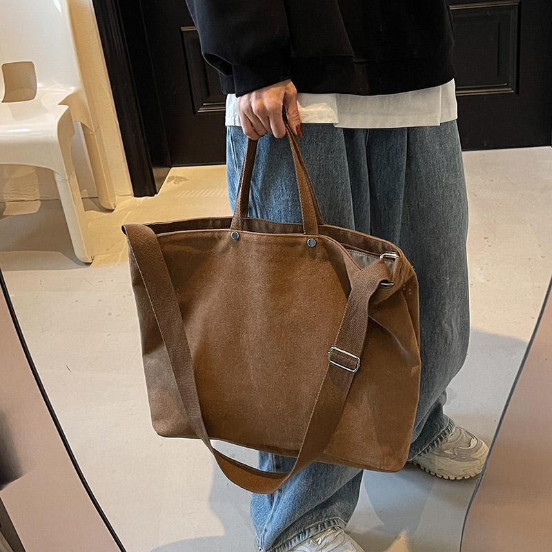 Büyük Boy Tote Çanta - Kadınlar için Kanvas Omuz Çantası, Cepli Geniş İş/Plaj Çantası