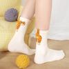 Whimsically 3D Fuzzy Balls Cats Pattern Ankle Socks Lightwieght Breathable Funny Middle Calf Socks for Women and