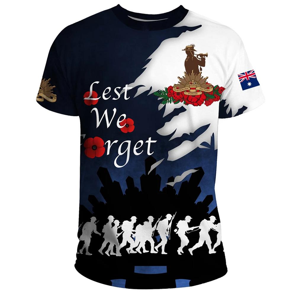 Australské pánské tričko Letní O krk Pulovr Krátký rukáv Australský emblém Tištěné Pánské oblečení Velká velikost Volné topy Trička