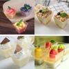 Disposable Square Dessert Cup Plastic Transparent Birthday Party Holiday Wedding Desserts Appetizers Pudding Fruit Ice Cream
