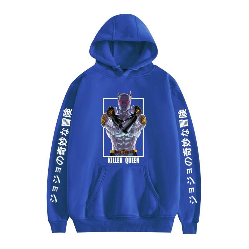 Japanese Anime JOJO Bizarre Adventure Printed Hoodie with A Fluffy Lining Man Sweatshirts Long Sleeve Fashion Female Streetwear
