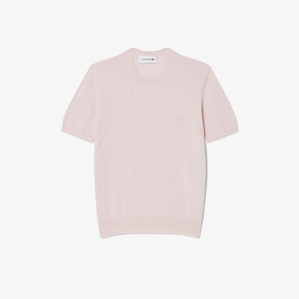 [lacoste] Women's Light Cotton Short-Sleeve Sweater AF5025-56GADY