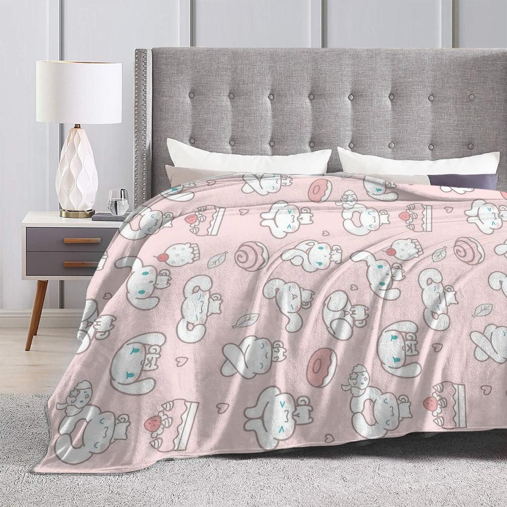 Pink Cinnamoroll Blanket Fleece Textile Decor Cute Cartoon Multifunction Ultra-Soft Throw Blanket for Home Travel Bedspread
