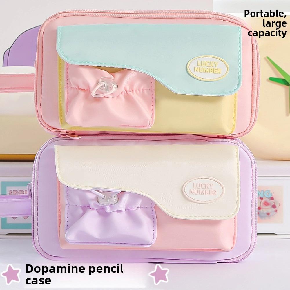 Multi-layered Macaron Color Pencil Bag Large Capacity Pen Pencil Case  Office
