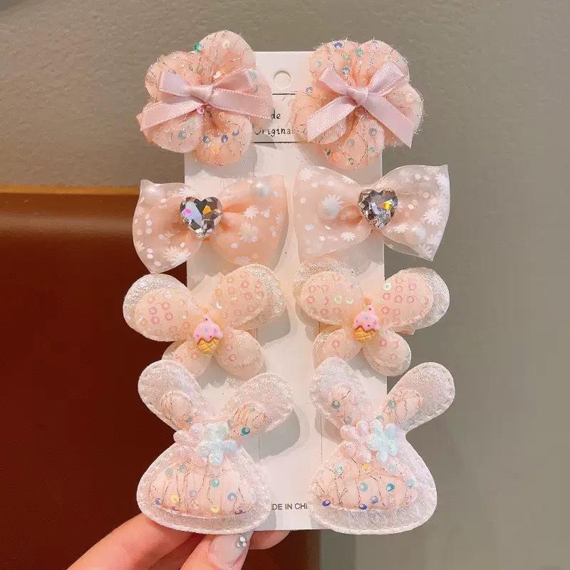 Summer candy - colored flower hair clips for girls, fairy tulle bang clips with bows,cute princess hair accessories,chic&lovely.