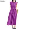 Damen Lässig Rundhals Sommer Ärmelloses Kleid