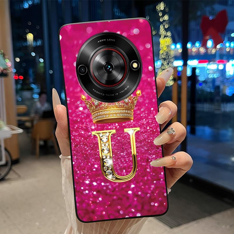 Shockproof Soft Phone Case For ZTE Blade A75 5G/ Nubia Focus 5G Bright Color and Attractive Crown Letter Pattern Casing
