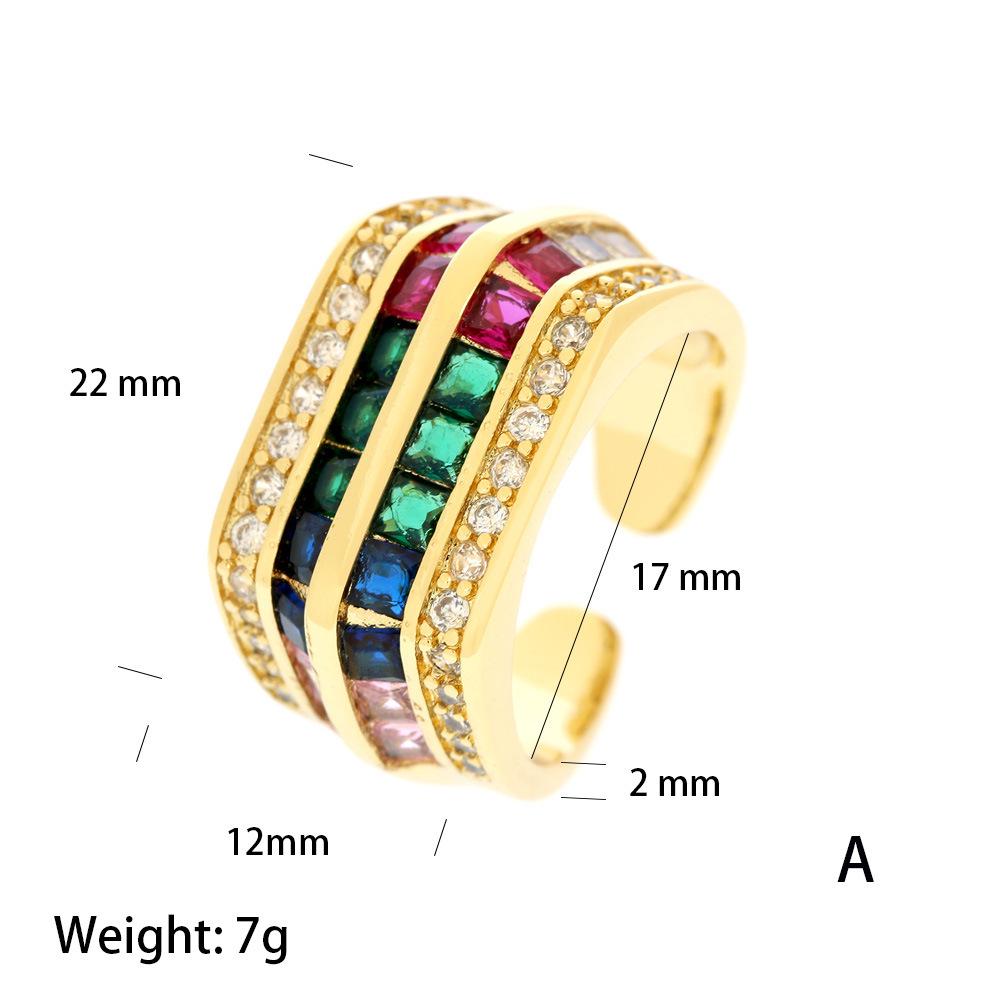 Inel cu zirconiu curcubeu placat cu aur de 18K - Design în stil rece european și american pentru femei