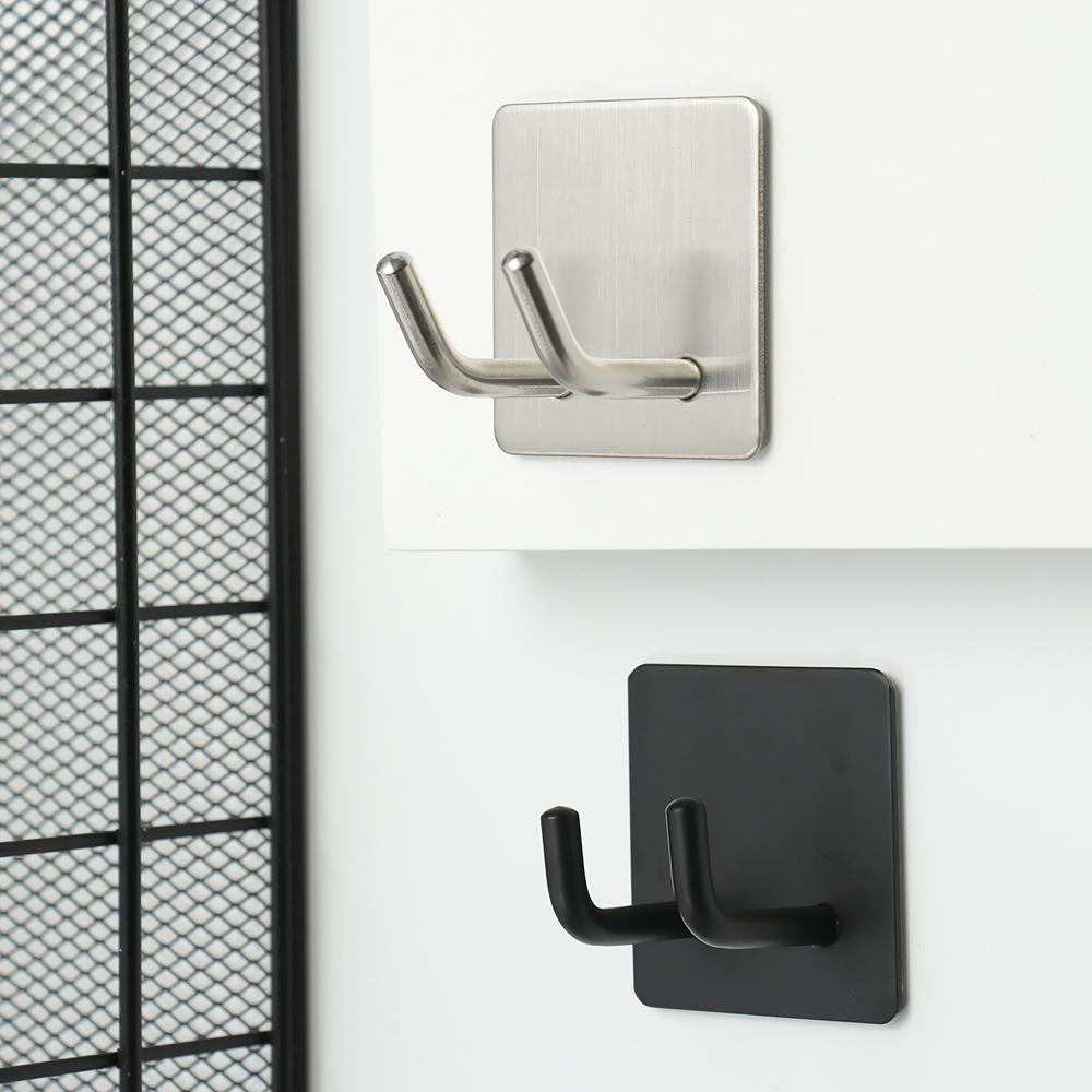 Rustproof Towel Rack Bathroom Stainless Steel Hook Adhesive Hooks Clothes Hanger Wall Door Holder