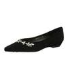 3683-H68 French light luxury pointed rhinestone chain decorative single shoes suede light mouth bevel heel low heel versatile women's single shoes